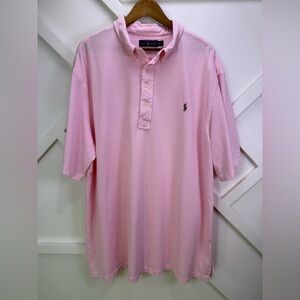 Ralph Lauren Knit Oxford Polo Shirt Pink 3XLT Tall Button Down Collar Pony Logo